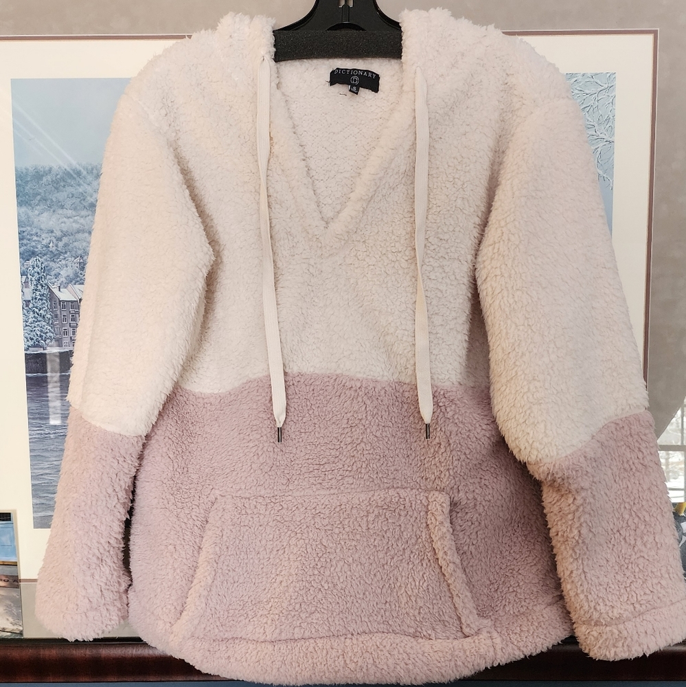 Pullover hoodie small pink sherpa like